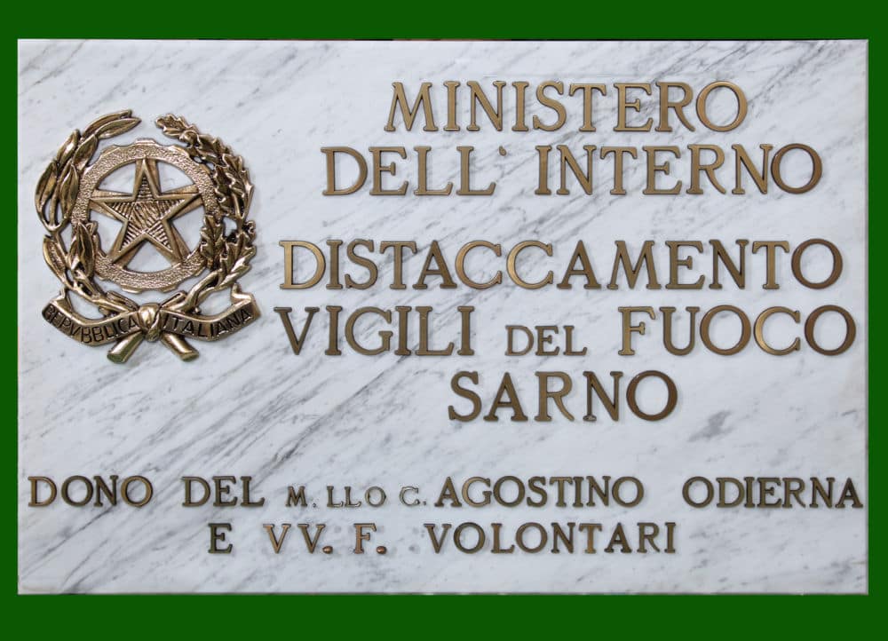Targa marmo Vigili del Fuoco Centro Polifunzionale Sarno