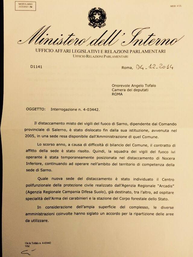 Risposta Ministero Interni Pag. 1