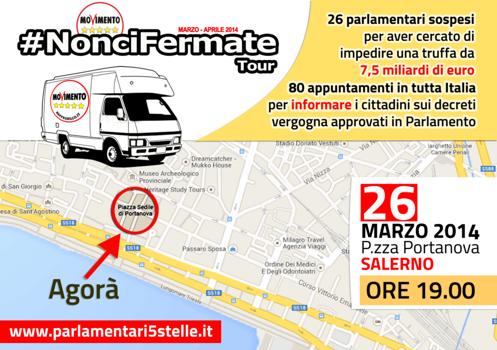 non ci fermate tour movimento 5 stelle salerno parlamentari sospesi