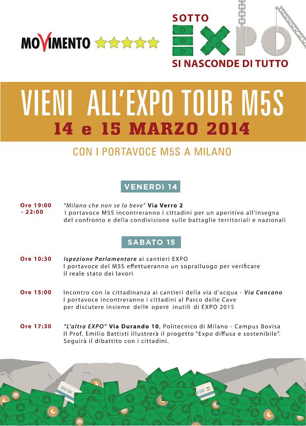 expo tour movimento 5 stelle 14 15 marzo 2014