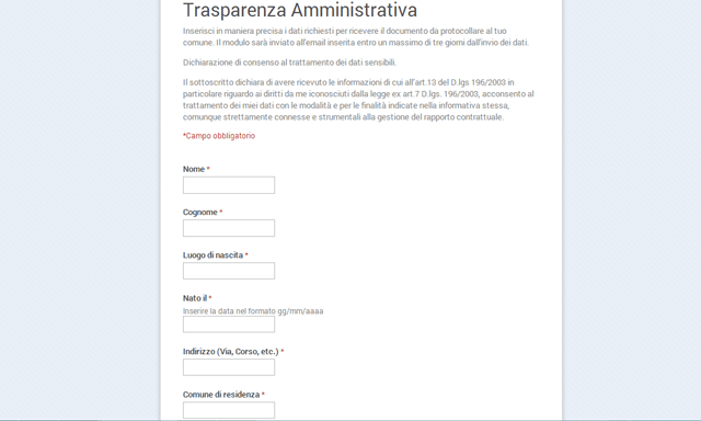 Modulo trasparenza amministrativa
