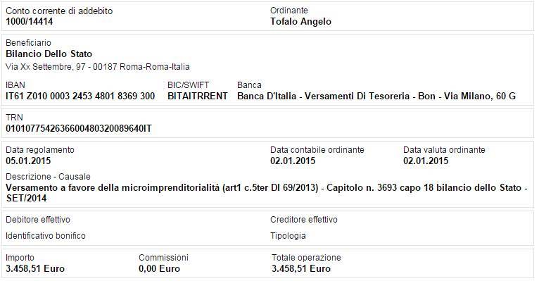 Bonifico Settembre 2014 fondo PMI