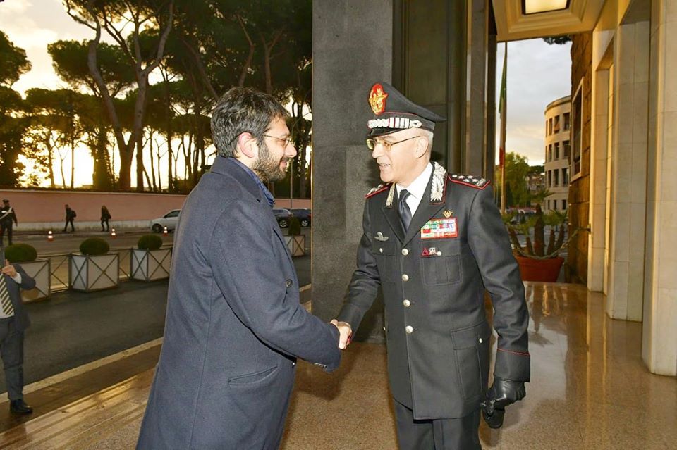Il Sottosegretario Angelo Tofalo e il Comandante Giovanni Nistri al comando generale dell'Arma dei Carabinieri